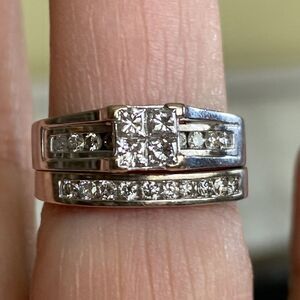 14K Diamond Engagement & Wedding Ring Set